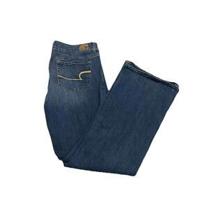 American Eagle Womens Artist Bootcut Medium /dark Wash Jeans Size 12 Regular